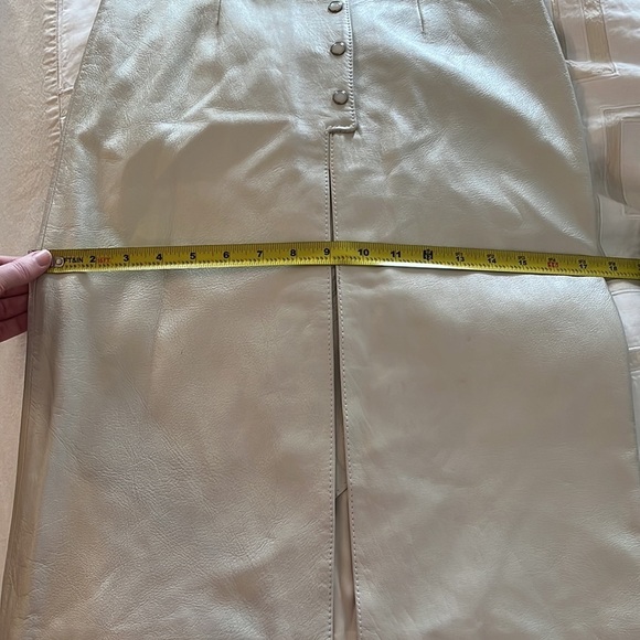 Blue Deep White Genuine Leather Pencil Skirt with Front Slit, NWT - Picture 13 of 16